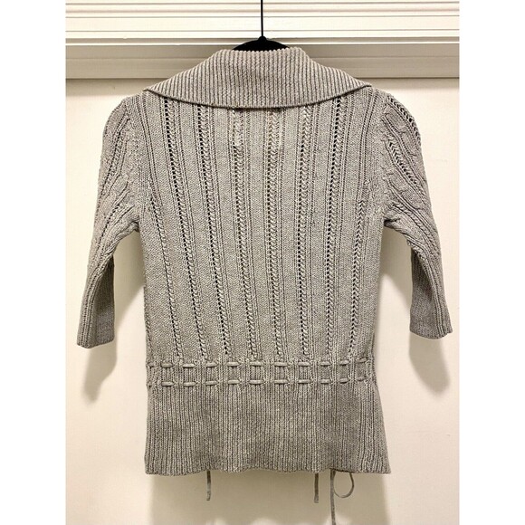 Y2K Style NWT Hollister Cable Knit 3/4 Length Sleeve Grey Cardigan Size Large - Picture 4 of 9